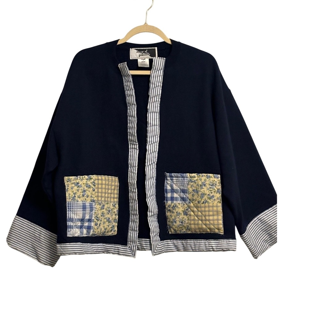Vintage House‎ of Gabrielle Patchwork Haori Jacket - Navy & Mixed Prints Size L